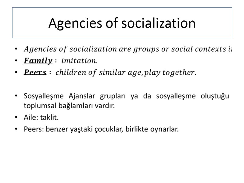 Agencies of socialization